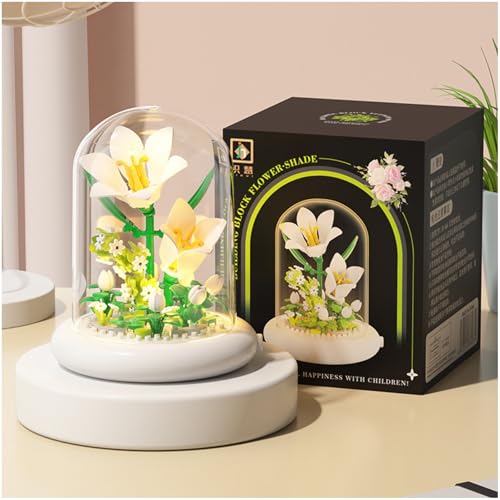 Balakaka Blumen Bauspielzeug Set mit Schutzhülle, Bausteine Blume Ziegel Spielzeug mit mit LED Licht, Mikro Blumen Bausteine Geschenk für Frauen Freundin Ehefrau von Balakaka