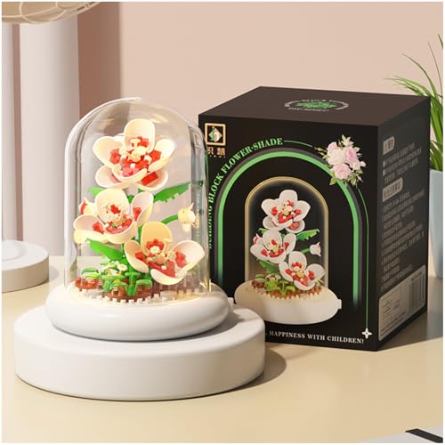 Balakaka Blumen Bauspielzeug Set mit Schutzhülle, Bausteine Blume Ziegel Spielzeug mit mit LED Licht, Mikro Blumen Bausteine Geschenk für Frauen Freundin Ehefrau von Balakaka