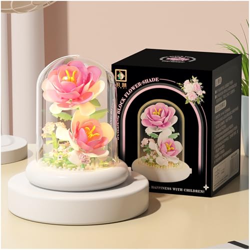 Balakaka Blumen Bauspielzeug Set mit Schutzhülle, Bausteine Blume Ziegel Spielzeug mit mit LED Licht, Mikro Blumen Bausteine Geschenk für Frauen Freundin Ehefrau von Balakaka