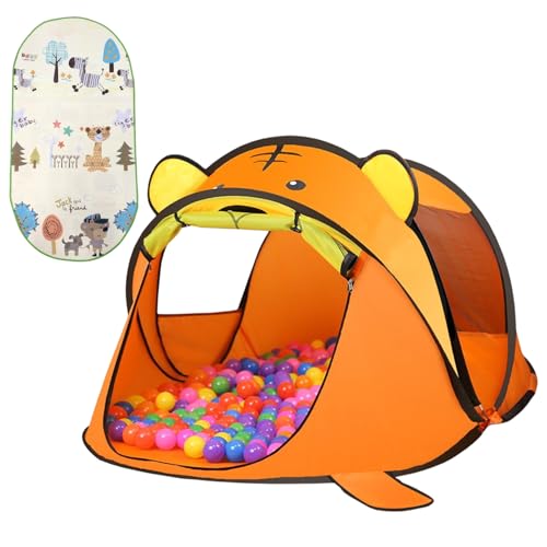 Balakaka Kinderzelt Pop up Zelt 182 x 96 x 76 cm, Tiger Orange Kinderzelt Indoor Outdoor Kinderspielhaus, Kinderspielzelt für Kinder Jungen Mädchen Geschenk mit Kostenlose Matte von Balakaka