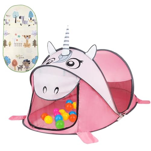 Kinder Pop Up Spielzelt Zelt - Einhorn 185 x 100 x 85 cm Rosa Kinderzelt Kinderzimmer Spielhaus furJungen & Mädchen Drinnen & Draußen Garten Terasse Wohnung Balkon Geschenk mit Kostenlose Matte von Balakaka