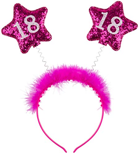 Balinco Haarreif 18. Geburtstag in pink mit Federn und Sternen mit Glitzer von Balinco