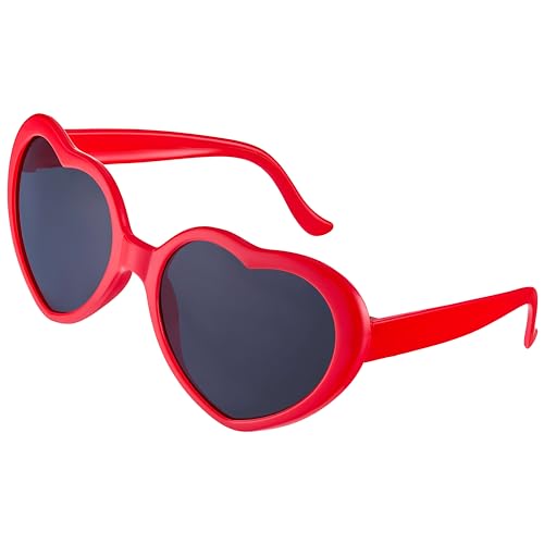 Balinco Herzbrille Rot, Herz Sonnenbrille, Retro 50er Brille Damen, Herzchen Partybrille, Herzsonnenbrille, Hippie Mottoparty, lustige Brillen, Festival, Karneval, Fasching von Balinco