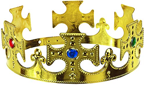 Balinco Krone Kreuz in Gold | Königskrone | Königin | Crown mit farbigen Rubinen besetzt - das perfekte Accessoire für Ihr Königskostüm von Balinco