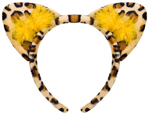 Leopard Haarreif mit Plüschohren | Haarreifen | Leo Headband | Haarschmuck Katze | Katzen Stirnband | Cat Headwear | Karneval Fasching Halloween Party von Balinco