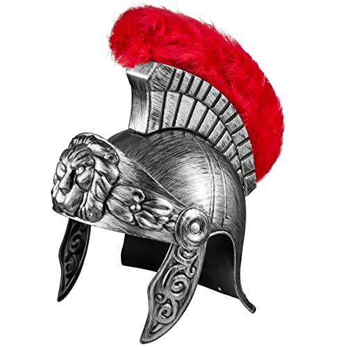 Balinco Römerhelm | Römer Helm Silber | Krieger | Römischer Kämpfer | Roman Gladiator - für Damen & Herren als perfektes Accessoire zum Römerkostüm von Balinco