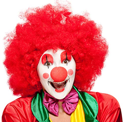 Rote XXL Afro Clown Perücke für Herren & Damen geeignet als Ergänzung für das Clowns Kostüm von Balinco