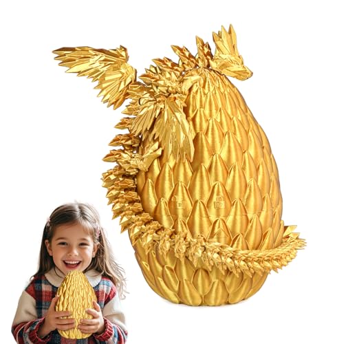 Balkwan Geflügelter Drache im Überraschungsei Lustiges Sammlerspielzeug Geschenk Kinder Erwachsene 3D Gedruckter Fantasiedrache ideal Weihnachten Ostern Geburtstage Feiertagsdeko(Gold, Groß) von Balkwan