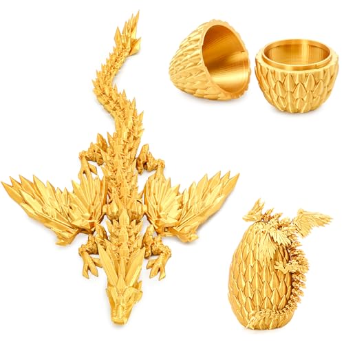 Balkwan Geflügelter Drache im Überraschungsei Lustiges Sammlerspielzeug Geschenk Kinder Erwachsene 3D Gedruckter Fantasiedrache ideal Weihnachten Ostern Geburtstage Feiertagsdeko(Gold, Mittel) von Balkwan