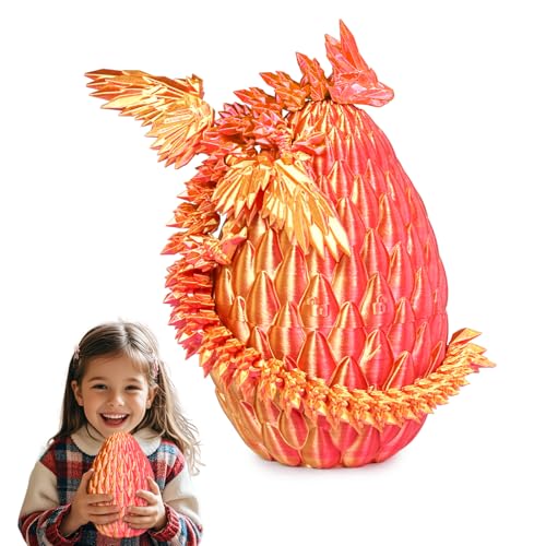 Balkwan Geflügelter Drache im Überraschungsei Lustiges Sammlerspielzeug Geschenk Kinder Erwachsene 3D Gedruckter Fantasiedrache ideal Weihnachten Ostern Geburtstage Feiertagsdeko(Orangerot, Groß) von Balkwan