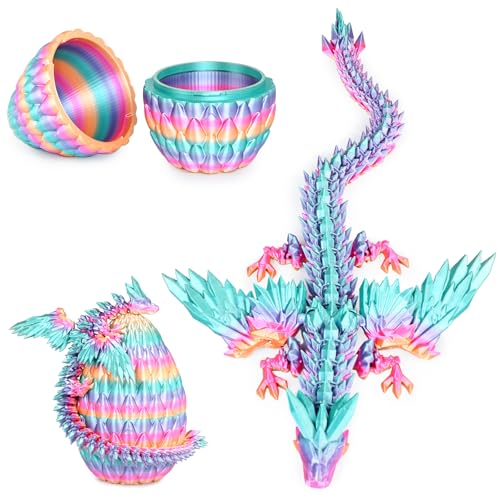 Balkwan Geflügelter Drache im Überraschungsei Lustiges Sammlerspielzeug Geschenk Kinder Erwachsene 3D Gedruckter Fantasiedrache ideal Weihnachten Ostern Geburtstage Feiertagsdeko(Regenbogen, Mittel) von Balkwan