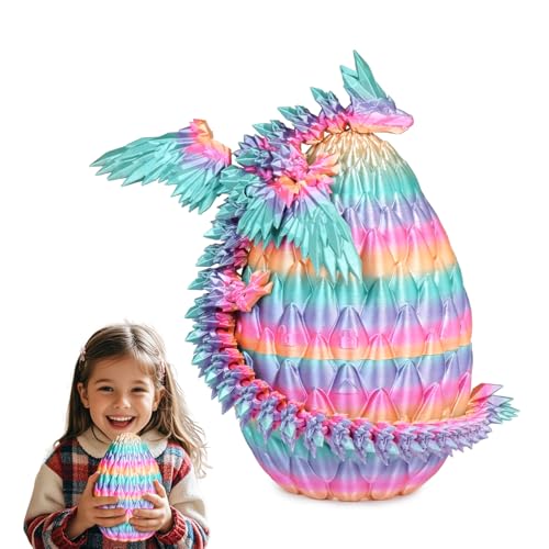 Balkwan Geflügelter Drache im Überraschungsei Lustiges Sammlerspielzeug Geschenk Kinder Erwachsene 3D Gedruckter Fantasiedrache ideal Weihnachten Ostern Geburtstage Feiertagsdeko(Regenbogen, Groß) von Balkwan