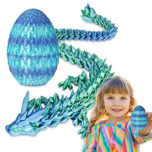 Balkwan Überraschungs-Drachenei mit Drache im Inneren Geschenke für Kinder und Erwachsene 3D-gedrucktes Fidget-Spielzeug perfekt für Weihnachten Ostern Geburtstage Deko Stressabbau(Meeresblau, Klein) von Balkwan