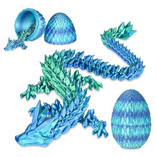 Überraschungs-Drachenei mit Drache im Inneren Geschenke für Kinder und Erwachsene 3D-gedrucktes Fidget-Spielzeug perfekt für Weihnachten Ostern Geburtstage Deko Stressabbau(Meeresblau, Mittel) von Balkwan