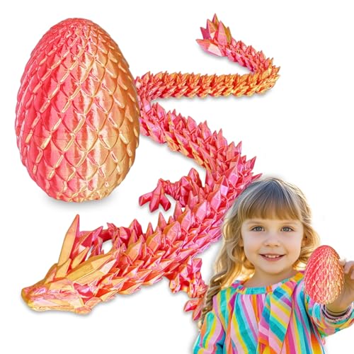 Balkwan Überraschungs-Drachenei mit Drache im Inneren Geschenke für Kinder und Erwachsene 3D-gedrucktes Fidget-Spielzeug perfekt für Weihnachten Ostern Geburtstage Deko Stressabbau(Orangerot, Klein) von Balkwan