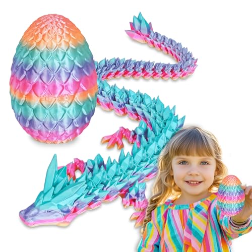 Balkwan Überraschungs-Drachenei mit Drache im Inneren Geschenke für Kinder und Erwachsene 3D-gedrucktes Fidget-Spielzeug perfekt für Weihnachten Ostern Geburtstage Deko Stressabbau(Regenbogen, Klein) von Balkwan