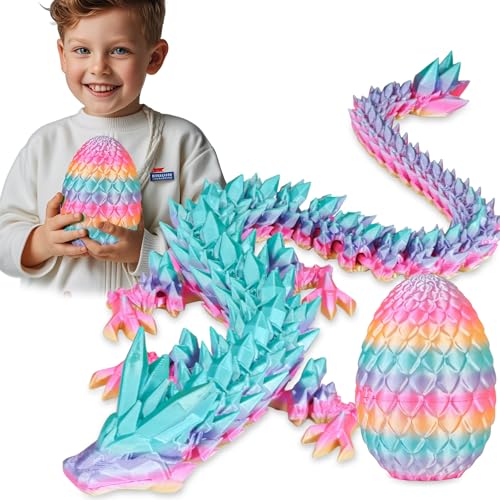 Überraschungs-Drachenei mit Drache im Inneren Geschenke für Kinder und Erwachsene 3D-gedrucktes Fidget-Spielzeug perfekt für Weihnachten Ostern Geburtstage Deko Stressabbau(Regenbogen, Groß) von Balkwan