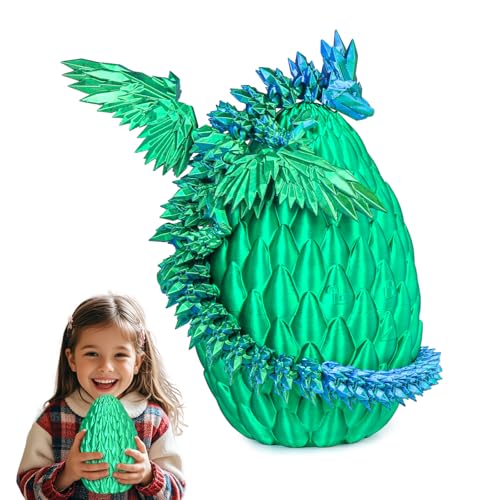 Geflügelter Drache im Überraschungsei Lustiges Sammlerspielzeug Geschenk Kinder Erwachsene 3D gedruckter Fantasiedrache ideal Weihnachten Ostern Geburtstage Feiertagsdeko(Weihnachtsgrün, Groß) von Balkwan