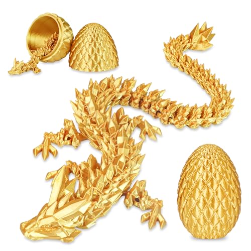 Überraschungs-Drachenei mit Drache im Inneren Geschenke für Kinder und Erwachsene 3D-gedrucktes Fidget-Spielzeug perfekt für Weihnachten Ostern Geburtstage Deko Stressabbau(Gold, Mittel) von Balkwan