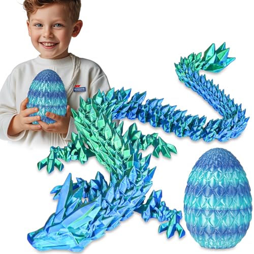 Überraschungs-Drachenei mit Drache im Inneren Geschenke für Kinder und Erwachsene 3D-gedrucktes Fidget-Spielzeug perfekt für Weihnachten Ostern Geburtstage Deko Stressabbau(Meeresblau, Groß) von Balkwan