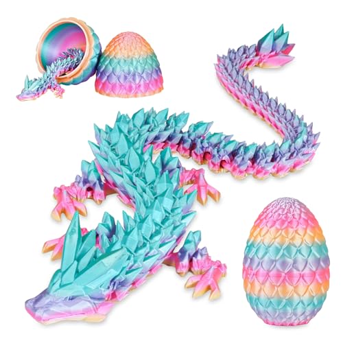 Überraschungs-Drachenei mit Drache im Inneren Geschenke für Kinder und Erwachsene 3D-gedrucktes Fidget-Spielzeug perfekt für Weihnachten Ostern Geburtstage Deko Stressabbau(Regenbogen, Mittel) von Balkwan