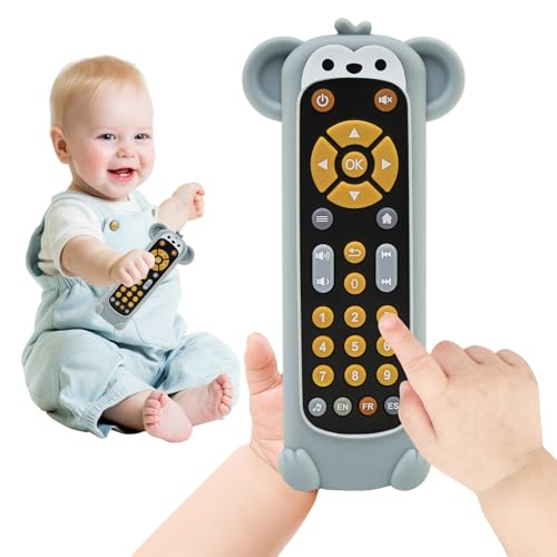 Ballery Baby Fernbedienung Spielzeug, Baby TV Fernbedienung Spielzeug mit Licht und Ton, frühes pädagogisches Musikspielzeug mit Englisch/Französisch/Spanisch(AFFE) von Ballery