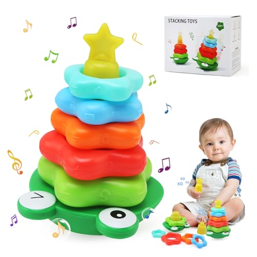 Ballery Baby Spielzeug für 6 bis 12 Monate, Baby Stapelspielzeug mit Ringen, Baby Rassel, Sensorisches Baby Spielzeug Früherziehung Spielzeug Geschenke für 6 12 18 Monate von Ballery