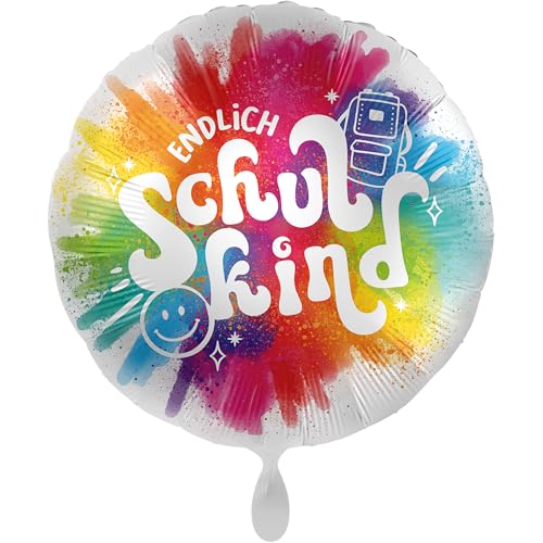 balloha Folienballon Farbenfrohe Einschulung (53 cm) - Deko Luftballon. Schulkind 2024, Erster Schultag, Schulstart Mädchen Jungen, Schuleinführung von Balloha