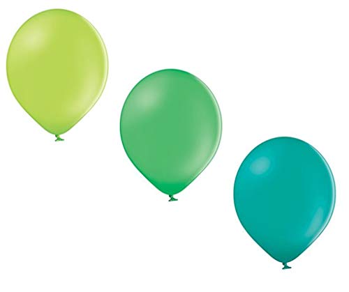 Ballonheld 50 Luftballons 3 Farben apfelgrün, grün, türkis Qualitätsballons 27 cm Ø KEIN Plastik, biologisch abbaubar von Ballonheld