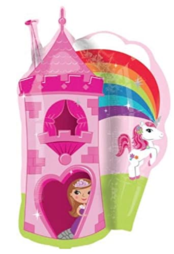 Ballonheld Folienballon Prinzessin Schloss mit Einhorn ca. 75cm heliumgeeignet lange Schwebezeit Kinderballons von Ballonheld