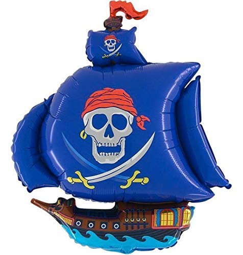 Ballonheld Heliumballon Piratenschiff blau 24"/60cm von Ballonheld