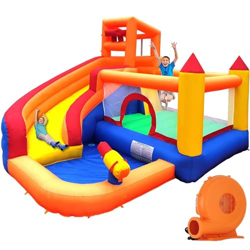 Ballsea Große Hüpfburg mit Gebläse, Trocken-/Wasserrutsche, geeignet für Kinder von 3 bis 10 Jahren, Children's Bouncy Castle for Indoor or Outdoor use 320 x 280 x 232 cm von Ballsea