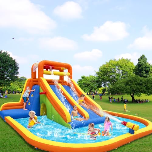 Ballsea XXL Hüpfburg mit Trocken-/Wasserrutsche, Kletterwand & Pool - Sicher & Spaß für Kinder (ohne Gebläse) von Ballsea