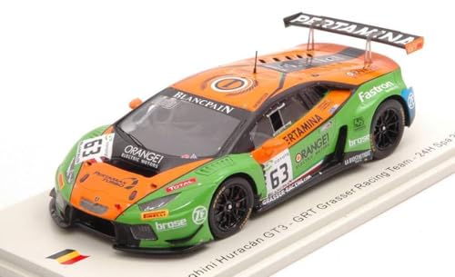 Modell in Maßstab, kompatibel mit LAMBORGHINI HURACAN GT3 N.63 SPA 2018 CALDARELLI-BORTOLOTTI-ENGELHA 1:43 SPARK MODEL SB308 von BaloccoModel