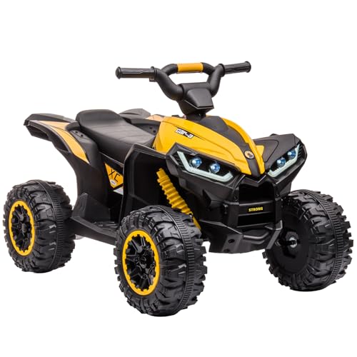 12 V Elektrisches Quad für Kinder, Elektroauto Kinder ATV mit Musik, Hupe, LED-Scheinwerfer, 83 x 53 x 56 cm, für Kinder 3+ Jahre (Gelb) von Baloveby