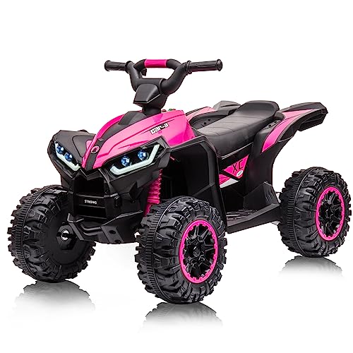 12 V Elektrisches Quad für Kinder, Elektroauto Kinder ATV mit Musik, Hupe, LED-Scheinwerfer, 83 x 53 x 56 cm, für Kinder 3+ Jahre (Rosa) von Baloveby