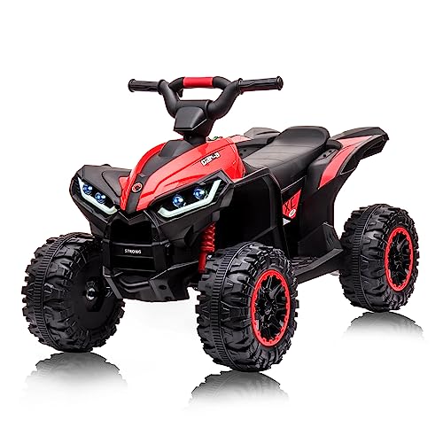 12 V Elektrisches Quad für Kinder, Elektroauto Kinder ATV mit Musik, Hupe, LED-Scheinwerfer, 83 x 53 x 56 cm, für Kinder 3-8 Jahre (Rot) von Baloveby