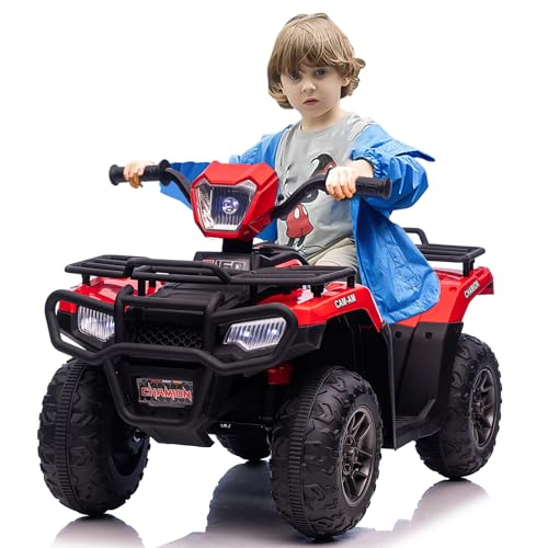 12 V Elektro-ATV für Kinder – Schiebefahrzeug mit sicherer Geschwindigkeit von 2,2 mph, Vorwärts-/Rückwärtsfunktion, LED-Scheinwerfer, Musik und USB, für Jungen und Mädchen von 3 bis 8 Jahren (88 x 50 von Baloveby