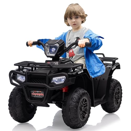 12 V Elektro-ATV für Kinder – Schiebefahrzeug mit sicherer Geschwindigkeit von 2,2 mph, Vorwärts-/Rückwärtsfunktion, LED-Scheinwerfer, Musik und USB, für Jungen und Mädchen von 3 bis 8 Jahren (88 x 50 von Baloveby