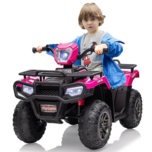 12 V Elektro-ATV für Kinder – Schiebefahrzeug mit sicherer Geschwindigkeit von 2,2 mph, Vorwärts-/Rückwärtsfunktion, LED-Scheinwerfer, Musik und USB, für Jungen und Mädchen von 3 bis 8 Jahren (88 x 50 von Baloveby