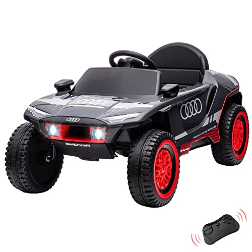 12-V-Kinderauto Mit Fernbedienung, XXXL-Auto, Lizenziertes A.U.D.I. Rs E-Tron-Rennauto Mit 35 W x 2 Motoren, Federung, Hupe, Led-Leuchten, Eva-Reifen für 3–8 Jahre,Grau von Baloveby