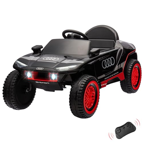 12-V-Kinderauto Mit Fernbedienung, XXXL-Auto, Lizenziertes A.U.D.I. Rs E-Tron-Rennauto Mit 35 W x 2 Motoren, Federung, Hupe, Led-Leuchten, Eva-Reifen für 3–8 Jahre,Schwarz von Baloveby