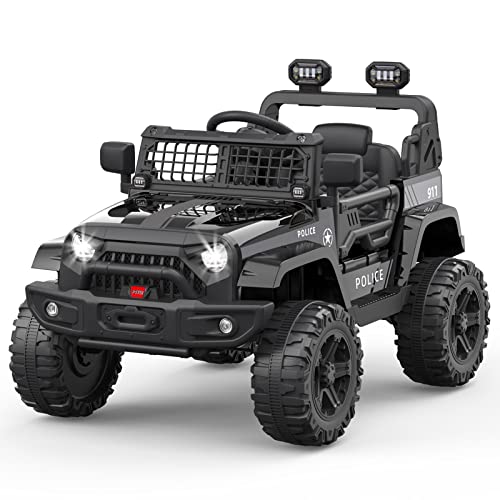 12V Elektroauto für Kinder, Kinder Elektroauto mit 2,4 Ghz Fernbedienung, Spring Suspension, LED Lights, Bluetooth, 2 Speeds, Kinderauto Elektrisch für Kinder 3-8 Jahre (Schwarz) von Baloveby