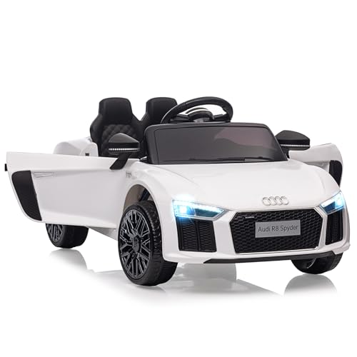 Elektroauto für Kinder, Audi R8 Spyder Lizenziertes Elektroauto für Kinder Von 2–6 Jahren Mit Kindersicherung, Scherentür, Federung, 3 Geschwindigkeiten, Led-Leuchten, Hupe von Baloveby