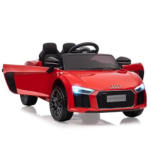 Elektroauto für Kinder, Audi R8 Spyder Lizenziertes Elektroauto für Kinder Von 2–6 Jahren Mit Kindersicherung, Scherentür, Federung, 3 Geschwindigkeiten, Led-Leuchten, Hupe von Baloveby