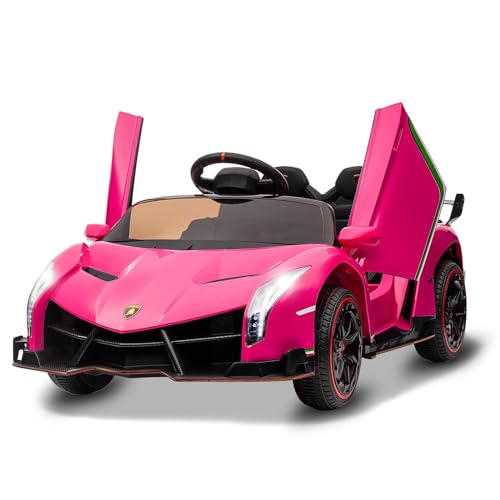 Kinder Elektroauto, 12V Lizenziertes Lamborghini Venono Elektroauto Mit Fernbedienung, Scherentür, 3 Geschwindigkeiten, Led-Scheinwerfer, Schaukeln Und Musik, Elektroauto Kinder Ab 3 Jahre, Rosa von Baloveby