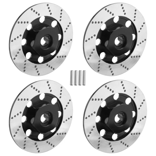 Balrbex 4 StüCke Metall Bremse Scheibe Felgen Kasten Metall Hex Adapter 12Mm für 1/10 D4 On-Road Racing RC Auto Teile,Schwarz von Balrbex