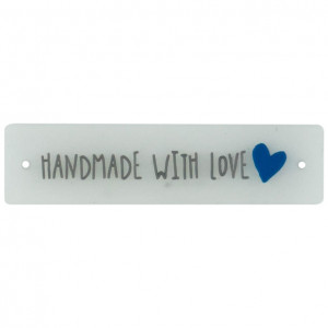 Etikett/Label aus Silikon "Handmade with Love" Transparent mit Blau un von Balsløw