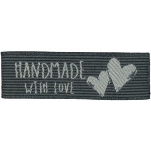 Label "Handmade with Love" Grau mit Hellgrau - 1 Stück von Balsløw