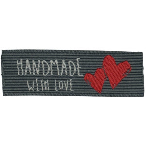 Label "Handmade with Love" Grau und Rot - 1 Stück von Balsløw